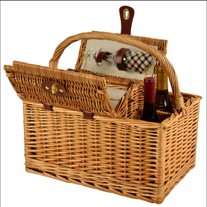 Canasta <span class=keywords><strong>de</strong></span> Mimbre Grande para Alimentos, Canasta <span class=keywords><strong>de</strong></span> <span class=keywords><strong>Picnic</strong></span> con Botella <span class=keywords><strong>de</strong></span> Vino para Actividades al Aire Libre o Fiestas con Amigos - Product Image 3