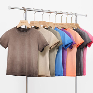 เสื้อยืดผ้าฝ้ายฟอก240ก. เสื้อครอปย้อนยุคทูโทนสีออมเบร - Product Image 1