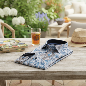 Camisa Formal Azul Paisley Casual 100% Algodón de Alta Calidad para Primavera - Product Image 3