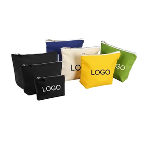 Sac de maquillage à fermeture éclair écologique personnalisé avec logo, cadeau pas cher, noir, pour kit d'organisation, tissu en coton, toile, cosmétique - Product Image 2