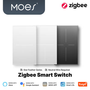 สวิตช์ไฟอัจฉริยะ MOES <span class=keywords><strong>ZigBee</strong></span> 2in1 ต้องใช้สายกลาง 120 โวลต์ ควบคุมผ่านแอป Tuya รองรับ Alexa และ Google Home ดีไซน์รูปดาว - Product Image 2