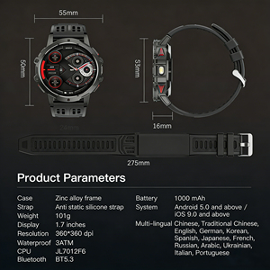 <span class=keywords><strong>Smartwatch</strong></span> GOTODO AI <span class=keywords><strong>Android</strong></span> <span class=keywords><strong>iOS</strong></span>, 17-22 Giorni di Autonomia, 5G GPS NFC, Tracker Fitness, Bussola, Calendario, Resistente all'Acqua 3ATM - Product Image 1