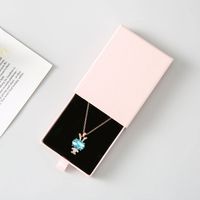 Boîte à bijoux en papier texturé, design tiroir, fine et carrée, avec emballage coulissant, pour rangement de boucles d'oreilles, disponible pour l'exportation