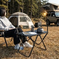 Table de camping pliante compacte, portable, ultralégère, avec plateau en aluminium, pliage en une étape, sac de transport inclus, durable, disponible en version OEM.