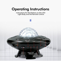 Projecteur LED UFO, lampe, haut-parleur Bluetooth, projecteur de ciel étoilé, cadeau pour enfant, veilleuse de plafond, télécommande, projecteur d'aurore et de galaxie