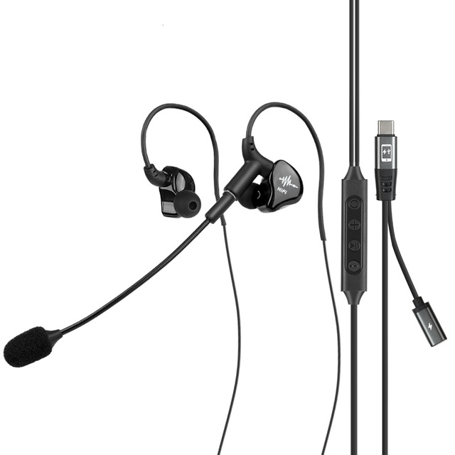 Professional Classic Wired Headset Microphone with Sound Card Metal Noise Cancelling Ear Hook Design for Gaming and Music