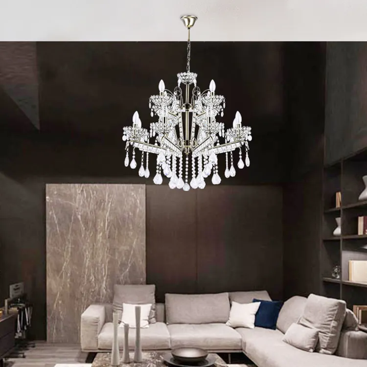 Modernes Hotel Wohnzimmer Esszimmer K9 Kristall Luxus hängendes Led-Kronleuchter-Wandlicht