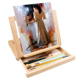 Chevalet de table <span class=keywords><strong>en</strong></span> <span class=keywords><strong>bois</strong></span> Boîte de chevalet d'artiste portable Chevalet de table de bureau réglable avec tiroir de rangement et <span class=keywords><strong>palette</strong></span> - Product Image 2
