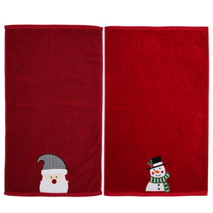 ผ้าขนหนูคริสต์มาส 35x75 ซม. ผ้าฝ้ายแท้ ปักลายซานต้า รูปทรงสี่เหลี่ยมผืนผ้า ผ้าขนหนูสำหรับแจก - Product Image 2
