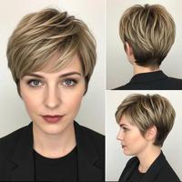 Perruque courte texturée synthétique respirante MEILASI pour femme, coupe pixie superposée et ébouriffée, style européen, pour usage quotidien