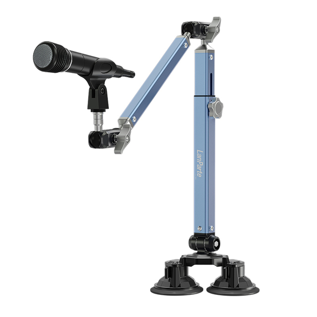 LanParte Professional Heavy-Duty Desktop Microphone Stand Aluminum Alloy Boom Arm with Dual Suction Cup Mount for Live Streaming