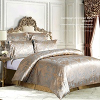 Ensemble trois pièces en satin jacquard de luxe européen en fibres synthétiques, séchage rapide, toutes saisons, pour la génération Nantong