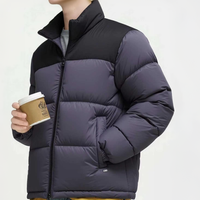 Veste matelassée à col montant pour homme, tissu haute densité, design color block, manteau chaud et épais de style sport décontracté