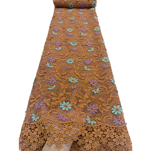 Tissu en dentelle guipure brodée 3D fleurs marguerites de luxe NI.AI, tulle, pour robe de soirée africaine, nigériane, sénégalaise, Aso Ebi - Product Image 5