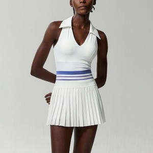 YIYIプラスサイズポケット付きテニスリブ付きスカートセット速乾性スポーツフィットフィットフィットフィット2ピースゴルフドレス女性用ショーツ付き - Product Image 2