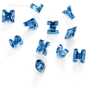GIGAJEWE 5*7มม. 1กะรัต <span class=keywords><strong>สี</strong></span>ฟ้า ตัวอักษรตัดแบบโมอิสซาไนต์ 26 ตัวอักษร หินเจียระไนด้วยมือ สำหรับทำเครื่องประดับตามสั่ง - Product Image 3