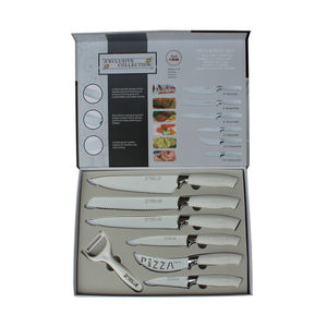 <span class=keywords><strong>Set</strong></span> di 8 <span class=keywords><strong>Coltelli</strong></span> da Cucina in Acciaio Inox Antiaderenti Bianchi con Confezione Regalo - Product Image 2