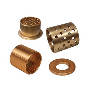 Casquillo de bronce laminado FB090, cojinete de manguito dividido con brida de aleación de cobre sinterizado con respaldo de acero y bolsillo de diamante - Product Image 1