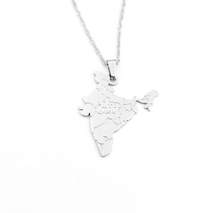 Inde <span class=keywords><strong>Carte</strong></span> Pendentif Collier Joyas De Plata Bijoux En Acier Inoxydable Plaqué Or Gravé Lettre <span class=keywords><strong>Carte</strong></span> De L'inde Collier Joyeria - Product Image 2