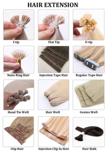 Extensions de cheveux 100% humains Remy, ondulés naturels, bouclés crépus birmans, à fusion à froid, <span class=keywords><strong>micro</strong></span>-anneaux, kératine pré-collée, pointe en I - Product Image 2