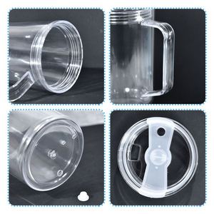 Nouveau style – Gobelet réutilisable transparent de 40 oz en plastique, type boule à neige, avec bouchon, poignée et couvercle, pour paillettes DIY, effet verre transparent - Product Image 5