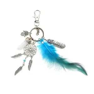 Populaire petite plume attrape-rêves porte-clés porte-clés alliage Sublimation porte-clés pendentif pour femmes fille cadeau