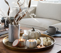 Citrouille blanche en céramique pour pot de bougies parfumés, stylo blanc, décoration d'automne polyvalent, de 14 pièces