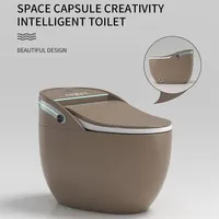 WC intelligent en céramique monobloc à poser au sol avec double chasse, siège chauffant et séchage à l'air pour usage hôtelier