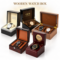 Boîte à montre rectangulaire en bois écologique à finition brillante pour emballage cadeau d'entreprise, étui de présentation de montre-bracelet avec logo personnalisé OEM