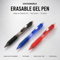 Stylo Gel Effaçable Personnalisé avec Logo, Gomme Coulissante, Pointe 0.5/0.7mm, Vente en Gros Promotionnelle