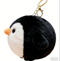 Porte-clés mousqueton en peluche pingouin noir et blanc en coton, 10 cm, doux et mignon, pour sacs et clés