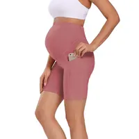 Kadın hamile tayt analık Yoga şort pantolon spor yüksek bel ince analık tozluk gebelik pantolon şort