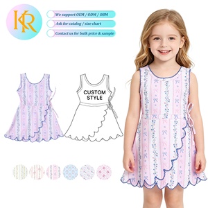Robe de yoga sans manches à volants imprimée personnalisée KR, précommande, robe d'été décontractée à col rond UPF 50+ pour petites filles - Product Image 1