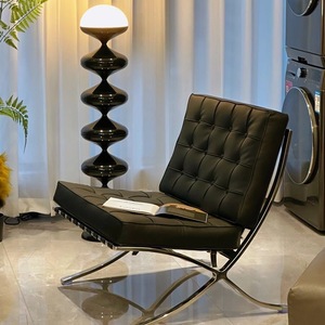 Sillón <span class=keywords><strong>Barcelona</strong></span> Individual, Sillón <span class=keywords><strong>de</strong></span> Ocio Nórdico Simple, Sillón <span class=keywords><strong>de</strong></span> Diseño con Brazos Metálicos para Sala <span class=keywords><strong>de</strong></span> Estar, Hotel o Habitación Modelo, Tapizado <span class=keywords><strong>en</strong></span> Cuero o Tela - Product Image 6