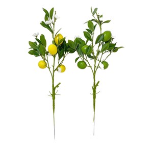 Citron artificiel à tige unique 60 cm en plastique, fausse décoration fruitière pour la maison, arrangement de fruits porte-bonheur sans pot - Product Image 5