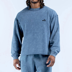 <span class=keywords><strong>Felpa</strong></span> con Cappuccio Oversize Personalizzata con Logo, Bordi Grezzi e Effetto Vissuto, in Cotone Organico Pesante con Spalle Cadenti per Uomo - Product Image 4