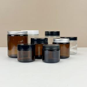 <b>Empty</b> Skin Care Cream Glass <b>Jar</b> 30g 50g 100g 150g 200g Factory Manufacturer Amber Scented Candle Glass <b>Jar</b> with Silver Lid - Product Image 2