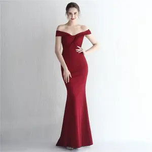 Gaun Satin elegan Hari Valentine gaun pesta Prom pesta selebriti Trumpet tanpa lengan seksi mode gaun Pameran Model mobil malam Abito Da Sera