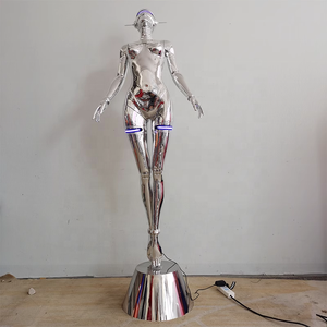 <span class=keywords><strong>Statue</strong></span> de femme sexy en métal poli miroir d'extérieur Sculpture de robot en acier inoxydable - Product Image 6