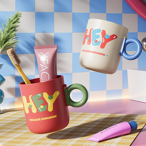 Hey Release Dopamine Toothbrush Cup PP <b>Material</b> Travel Portable For Home Couple Student Dormitory Use - Product Image 1