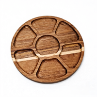 Nampan Sajian Persegi Kayu Akasia dengan Desain Bunga Kartun Gaya Minimalis Modern 10-10.9cm Piring Teh & Camilan Hotel