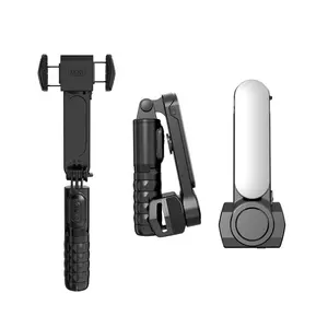 Mini estabilizador de cardan para selfie, tripé com luz led removível e estabilizador sem fio para celular de eixo