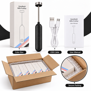 Mousseur à lait électrique portatif rechargeable 6000 tr/min, fouet détachable en acier inoxydable 304, mélangeur à café et cappuccino 1200 mAh - Product Image 4