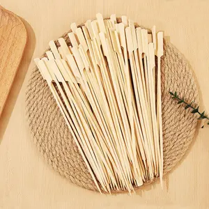 Espeto de bambu plano para churrasco, espeto de teppo biodegradável descartável para churrasco com logotipo personalizado de 30 cm