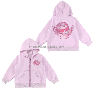 Cardigan <span class=keywords><strong>con</strong></span> logo a sbuffo 3D personalizzato di alta qualità 100% cotone semplice stampa DTG felpa <span class=keywords><strong>con</strong></span> cappuccio per ragazze - Product Image 3