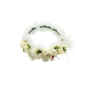 Cintura con ghirlanda floreale con piume e fiori per abito da sposa 70262 - Product Image 2