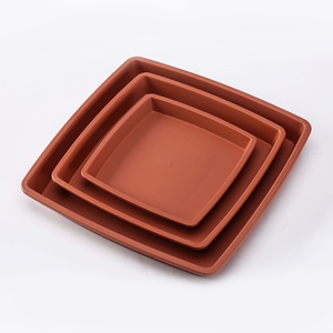 Square rectangle plastic plant saucer flower pot tray red