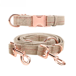 Conjunto de Correa y <span class=keywords><strong>Collar</strong></span> para Perro Ecológico de Lujo, Lana Tweed Ajustable, Liberación Rápida, Multifuncional, Impresión Personalizada, Tamaño Pequeño y Mediano - Product Image 2