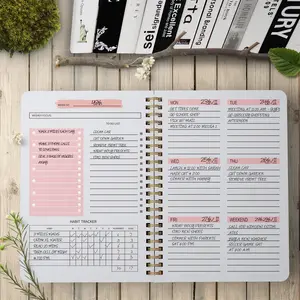 豪华每日每周每月定制打印螺旋商务笔记本日历议程日记规划器2024