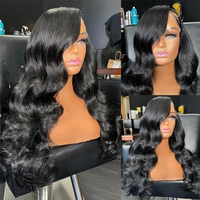 Pelucas de Cabello Humano con Ondas Suaves, 13*4 13*6, Frente de Encaje sin Pegamento, Indetectable, Peluca Larga, Pelucas 100% de Cabello Humano para Mujeres Negras